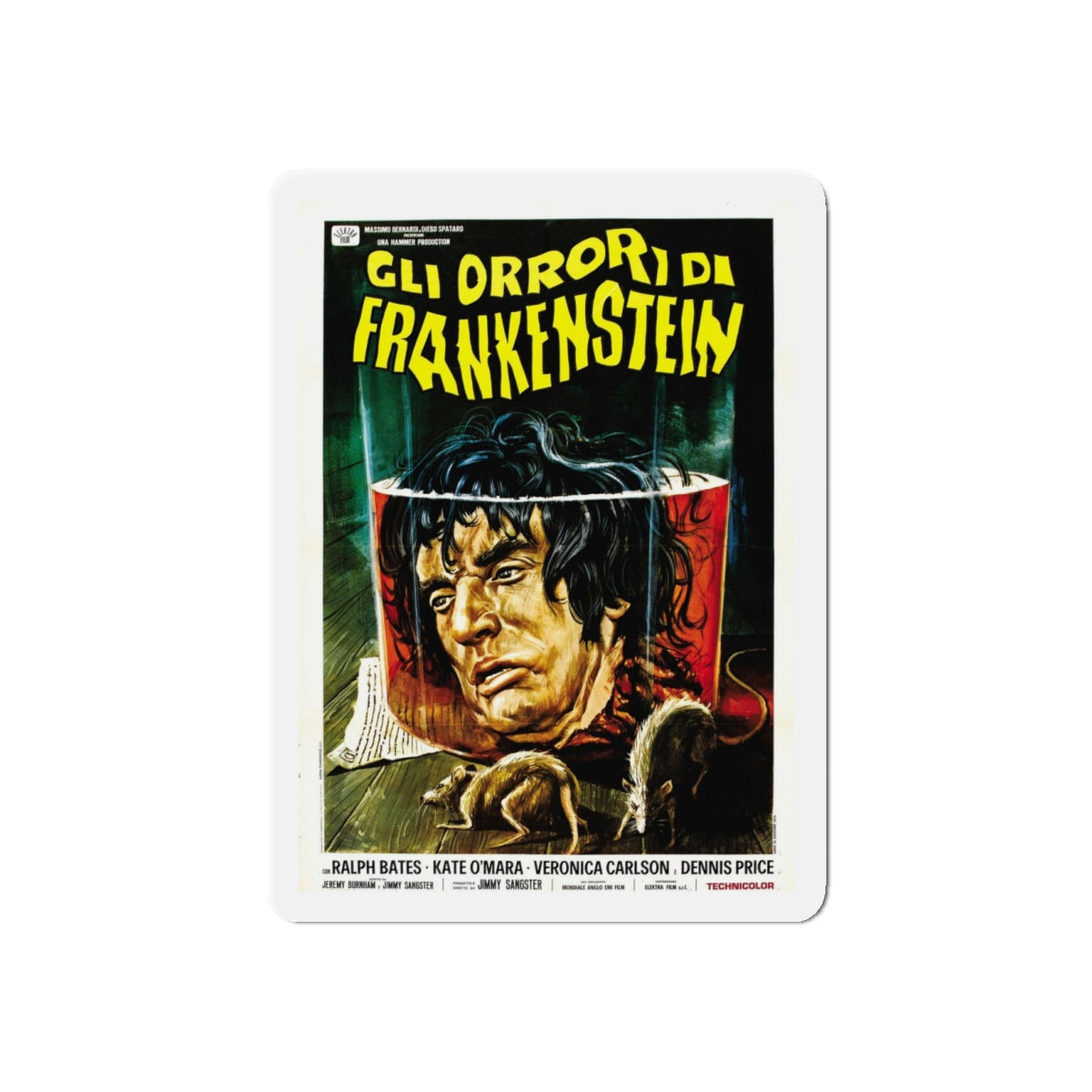 HORROR OF FRANKENSTEIN (ITALIAN) 1970 Movie Poster - Refrigerator Magnet-4" x 4"-The Sticker Space