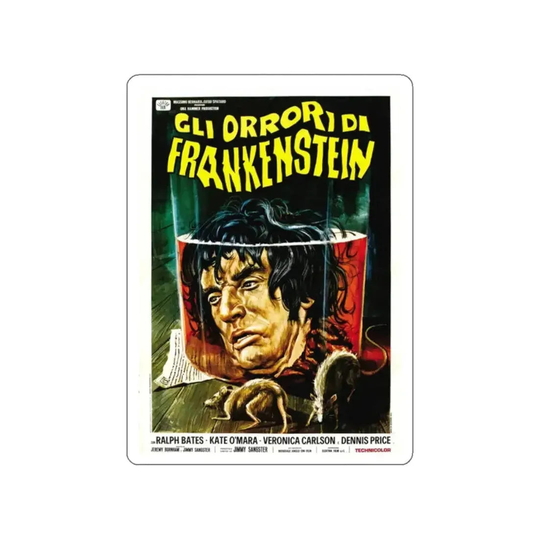 HORROR OF FRANKENSTEIN (ITALIAN) 1970 Movie Poster STICKER Vinyl Die-Cut Decal - The Sticker Space