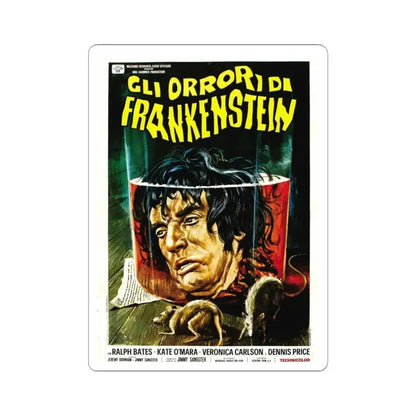 HORROR OF FRANKENSTEIN (ITALIAN) 1970 Movie Poster - STICKER Vinyl Kiss-Cut Decal 3 Inch White - The Sticker Space
