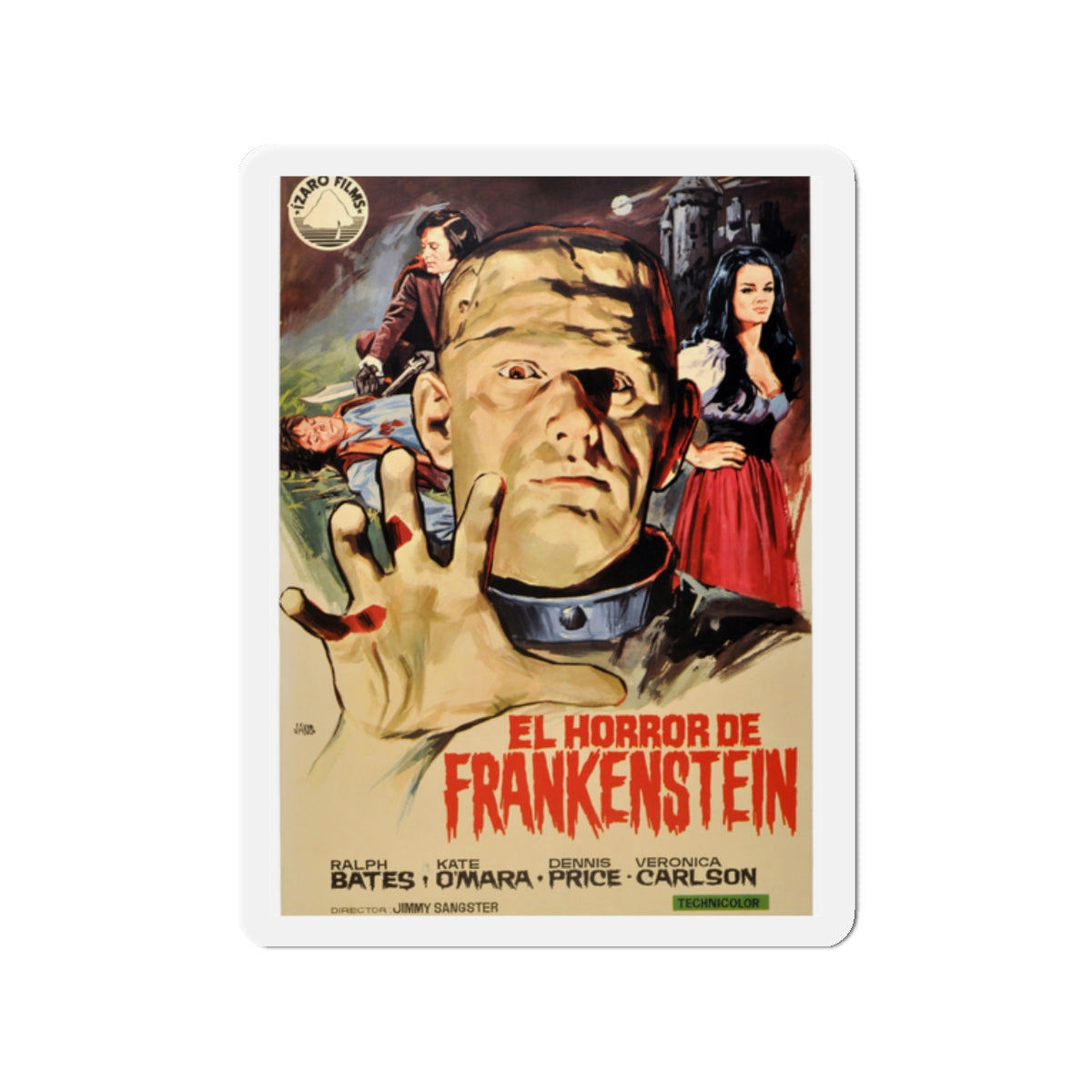 HORROR OF FRANKENSTEIN (SPANISH) 1970 Movie Poster - Die-Cut Magnet-2" x 2"-The Sticker Space