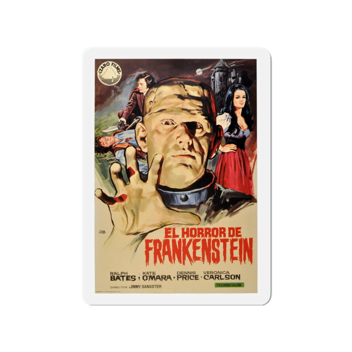 HORROR OF FRANKENSTEIN (SPANISH) 1970 Movie Poster - Die-Cut Magnet-3" x 3"-The Sticker Space