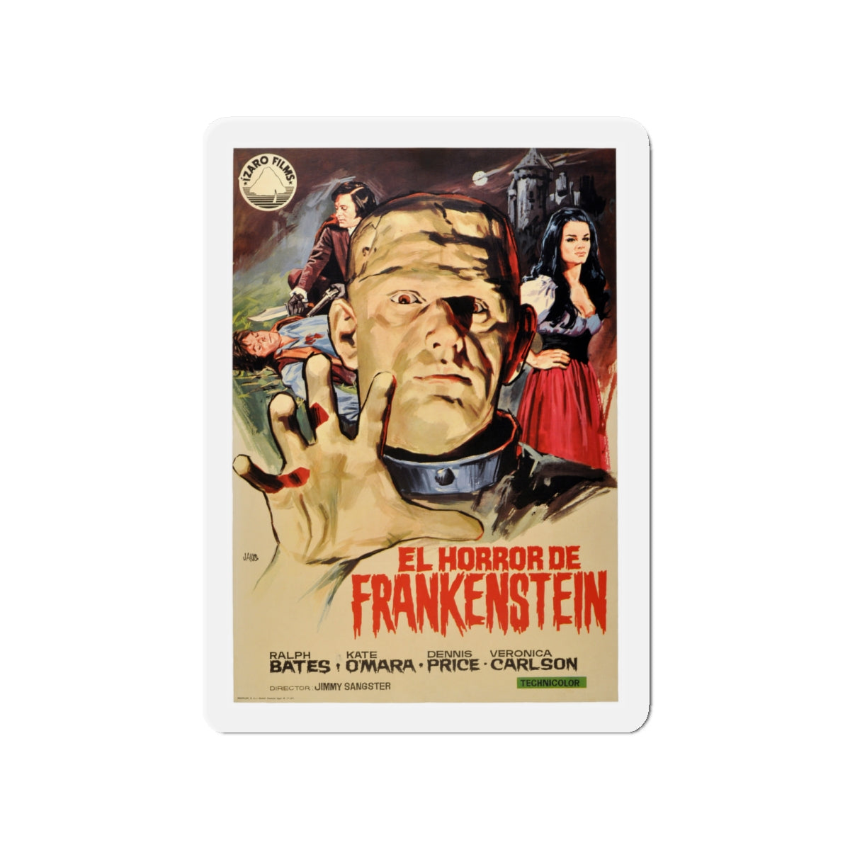 HORROR OF FRANKENSTEIN (SPANISH) 1970 Movie Poster - Die-Cut Magnet-4" x 4"-The Sticker Space