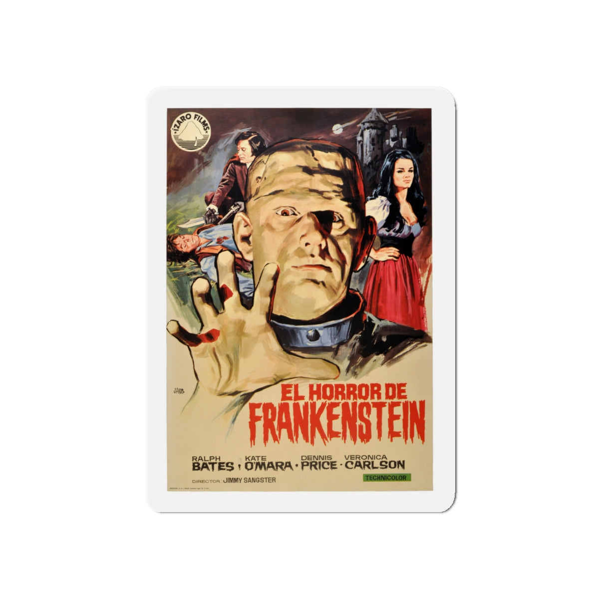 HORROR OF FRANKENSTEIN (SPANISH) 1970 Movie Poster - Die-Cut Magnet-5" x 5"-The Sticker Space