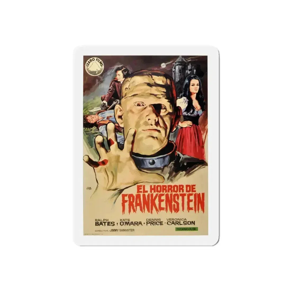 HORROR OF FRANKENSTEIN (SPANISH) 1970 Movie Poster - Refrigerator Magnet 4 Inch Die-Cut - The Sticker Space