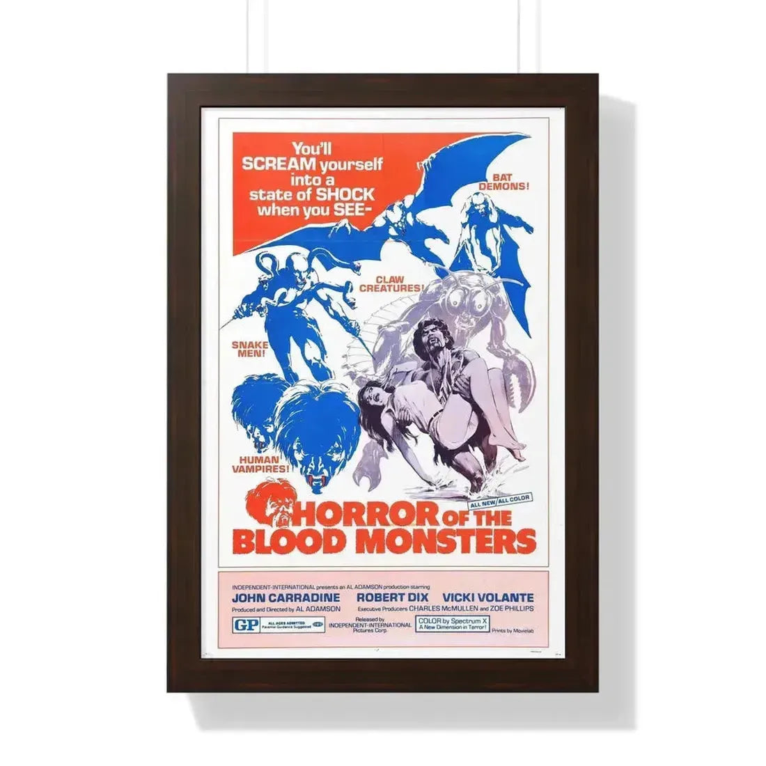 HORROR OF THE BLOOD MONSTERS 1970 - Framed Movie Poster 16″ x 24″ Walnut - The Sticker Space