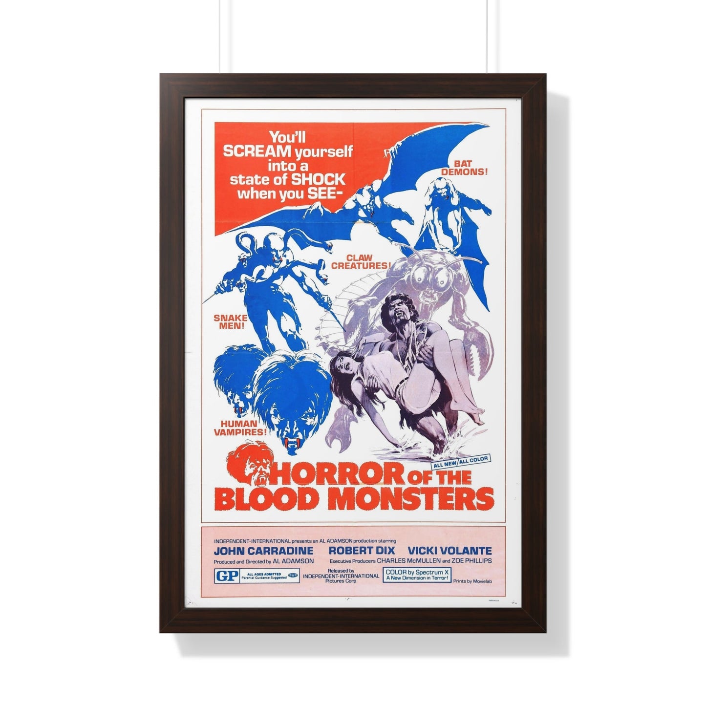 HORROR OF THE BLOOD MONSTERS 1970 - Framed Movie Poster-20" x 30"-The Sticker Space