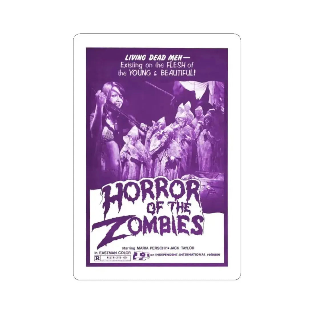 HORROR OF THE ZOMBIES (THE GHOST GALLEON) 1974 Movie Poster - STICKER Vinyl Kiss-Cut Decal 2 Inch White - The Sticker Space