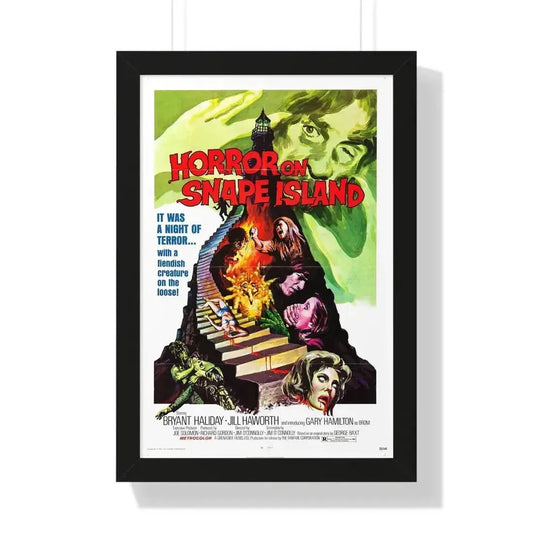HORROR ON SNAPE ISLAND (TOWER OF EVIL) 1972 - Framed Movie Poster 16″ x 24″ Black - The Sticker Space