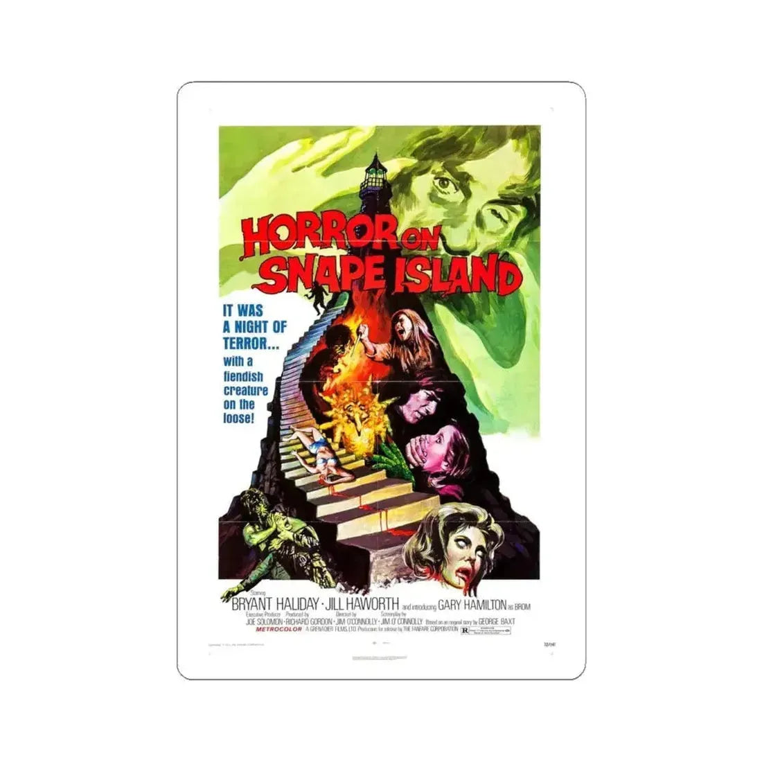 HORROR ON SNAPE ISLAND (TOWER OF EVIL) 1972 Movie Poster - STICKER Vinyl Kiss-Cut Decal 6 Inch White - The Sticker Space