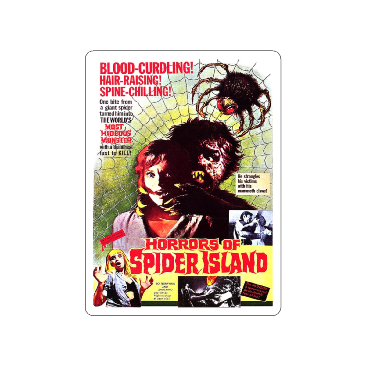 HORRORS OF SPIDER ISLAND 1960 Movie Poster STICKER Vinyl Die-Cut Decal-2 Inch-The Sticker Space