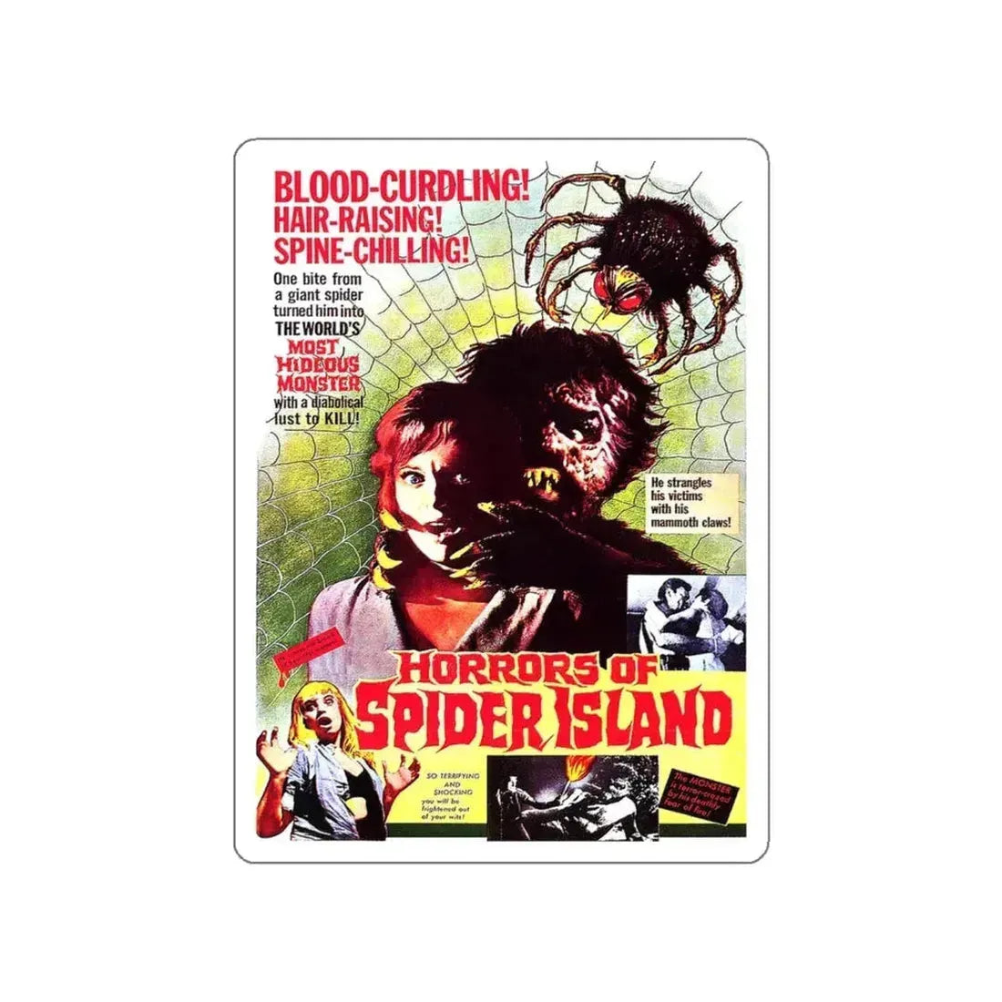 HORRORS OF SPIDER ISLAND 1960 Movie Poster STICKER Vinyl Die-Cut Decal 6 Inch - The Sticker Space