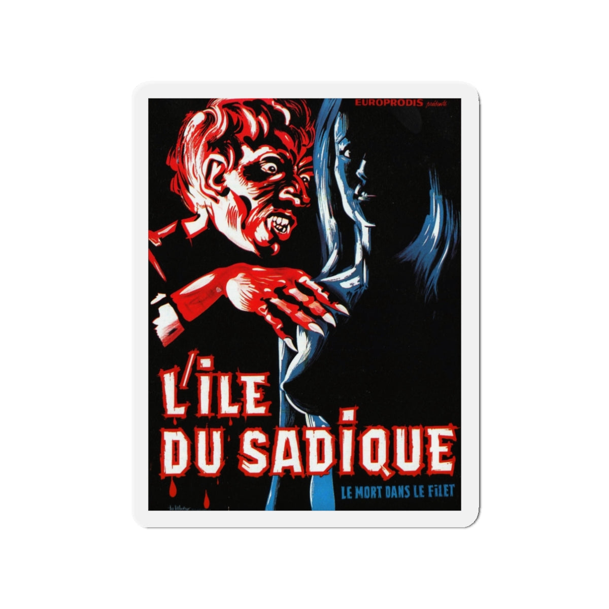 HORRORS OF SPIDER ISLAND (FRENCH) 1960 Movie Poster - Die-Cut Magnet-3" x 3"-The Sticker Space