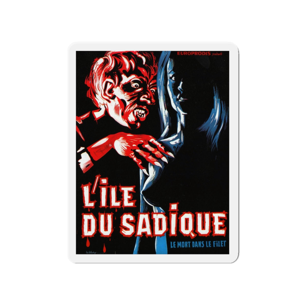 HORRORS OF SPIDER ISLAND (FRENCH) 1960 Movie Poster - Die-Cut Magnet-4" x 4"-The Sticker Space