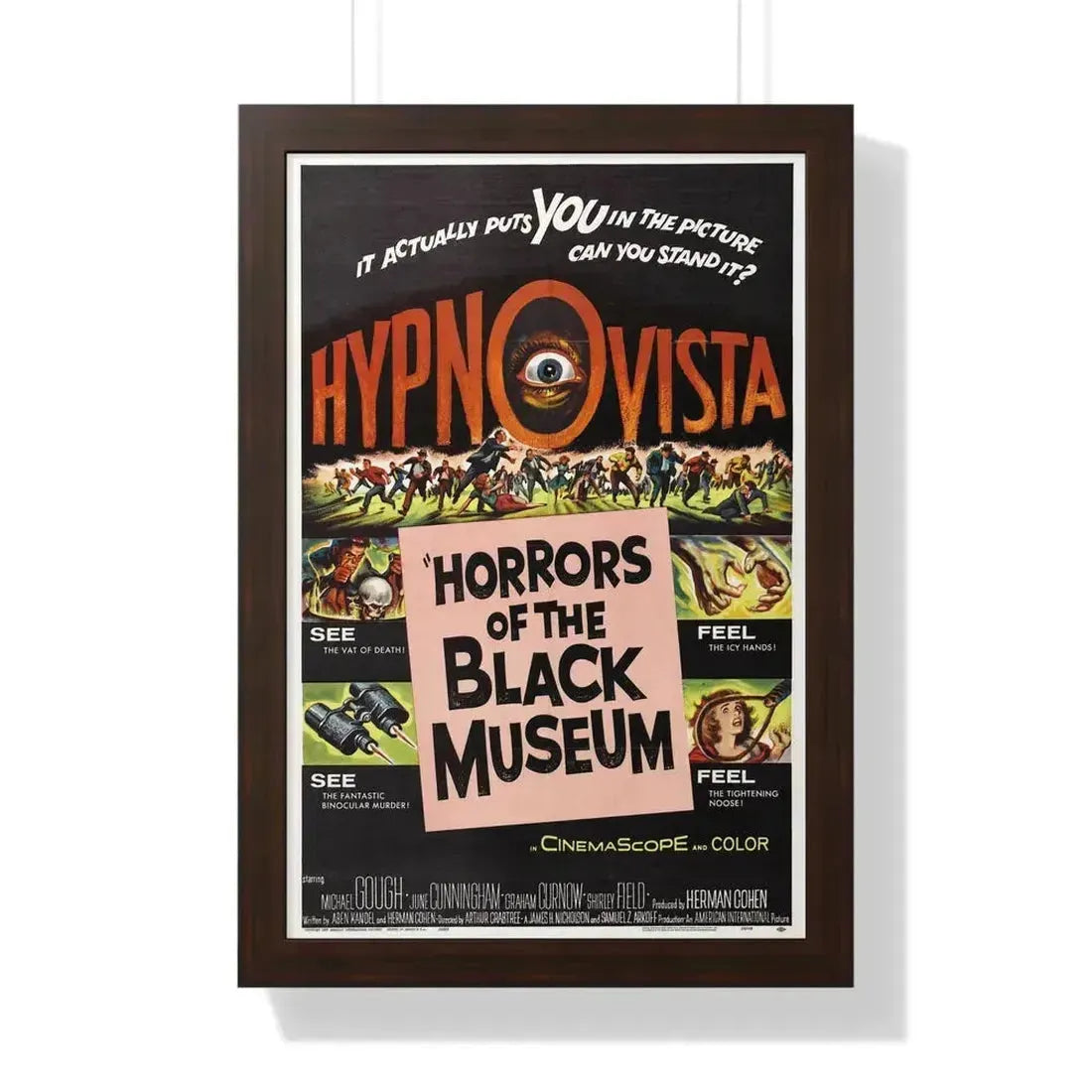 HORRORS OF THE BLACK MUSEUM 1959 - Framed Movie Poster 16″ x 24″ Walnut - The Sticker Space