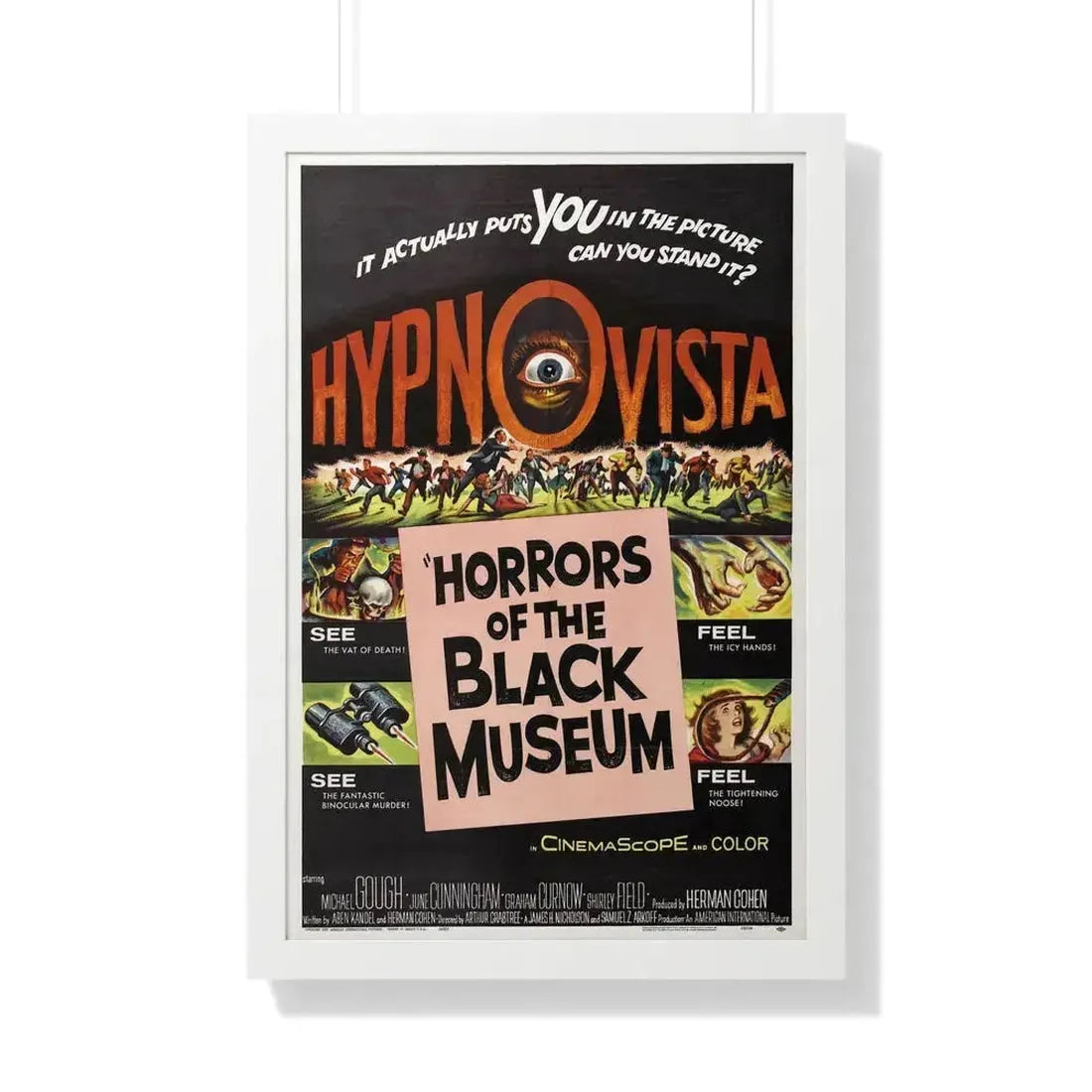 HORRORS OF THE BLACK MUSEUM 1959 - Framed Movie Poster 20" x 30" White - The Sticker Space