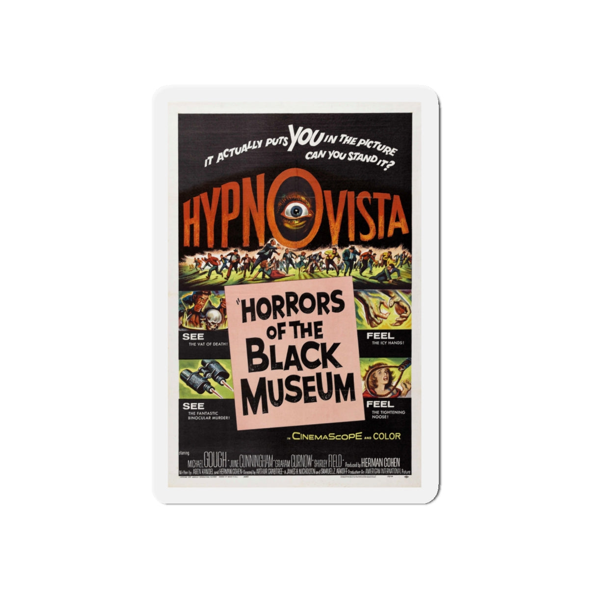 HORRORS OF THE BLACK MUSEUM 1959 Movie Poster - Die-Cut Magnet-5" x 5"-The Sticker Space