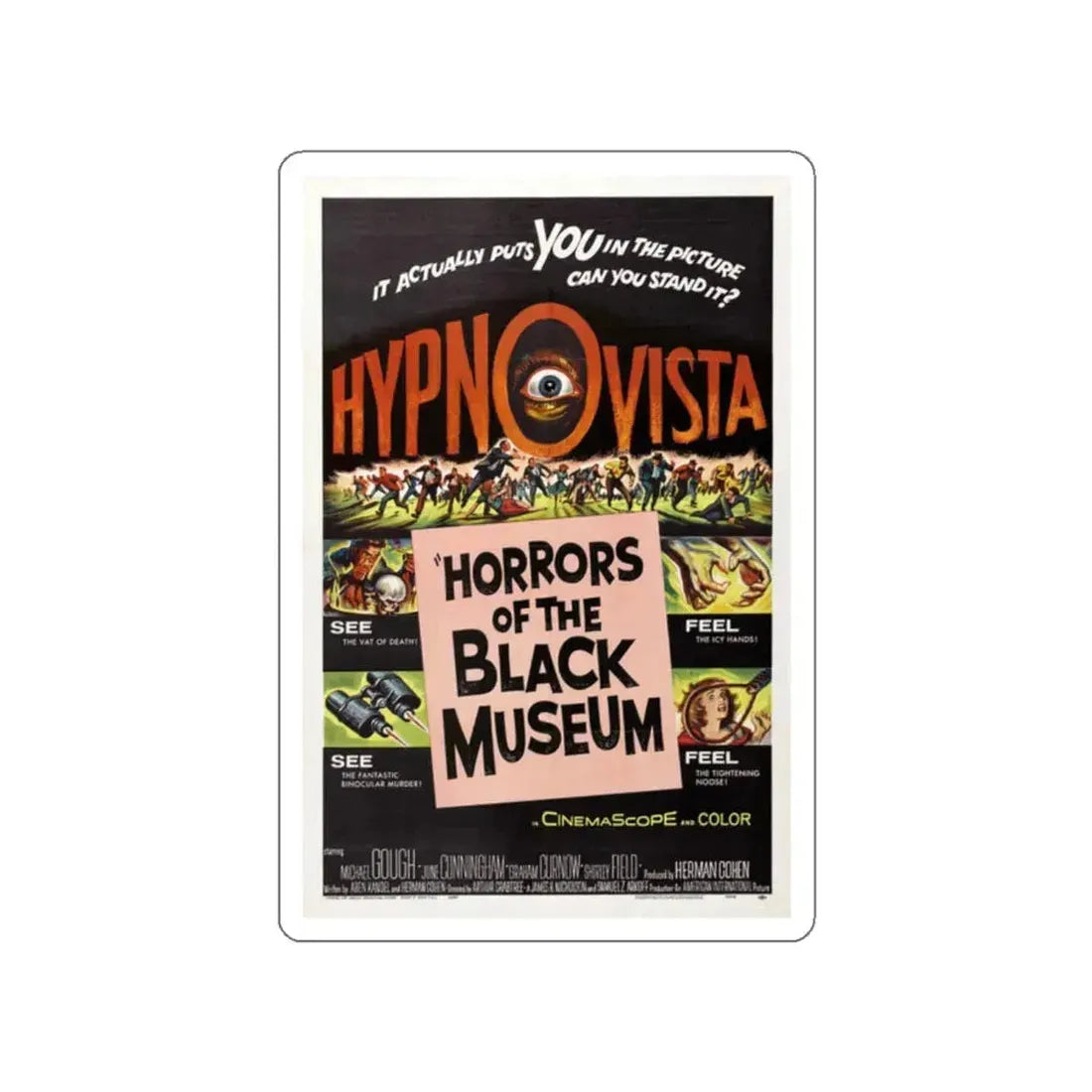 HORRORS OF THE BLACK MUSEUM 1959 Movie Poster STICKER Vinyl Die-Cut Decal 2 Inch - The Sticker Space