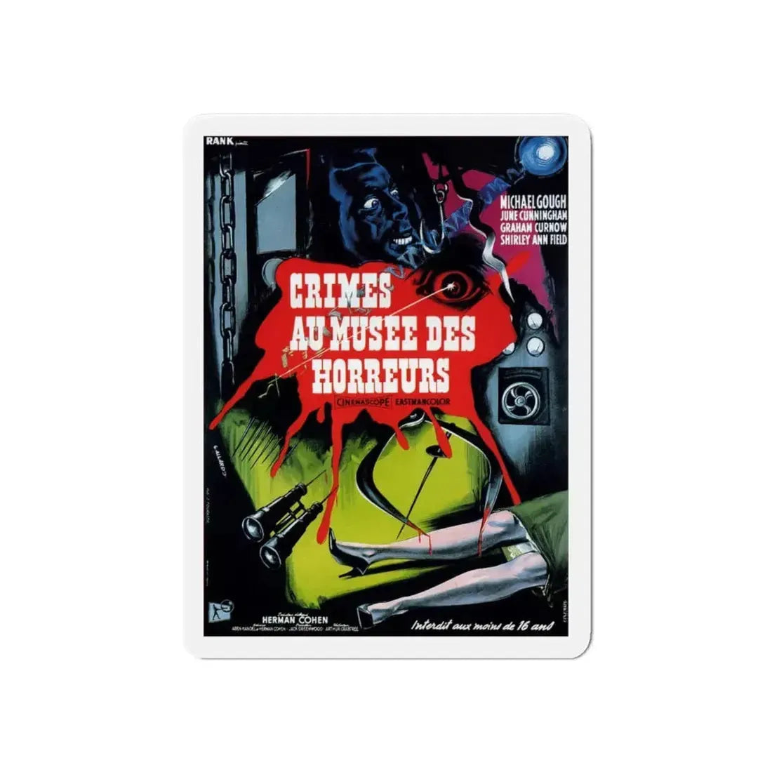 HORRORS OF THE BLACK MUSEUM (FRENCH) 1959 Movie Poster - Refrigerator Magnet 6 Inch - The Sticker Space