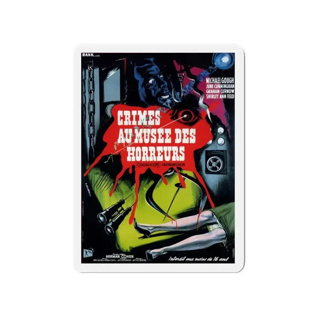 HORRORS OF THE BLACK MUSEUM (FRENCH) 1959 Movie Poster - Refrigerator Magnet - The Sticker Space