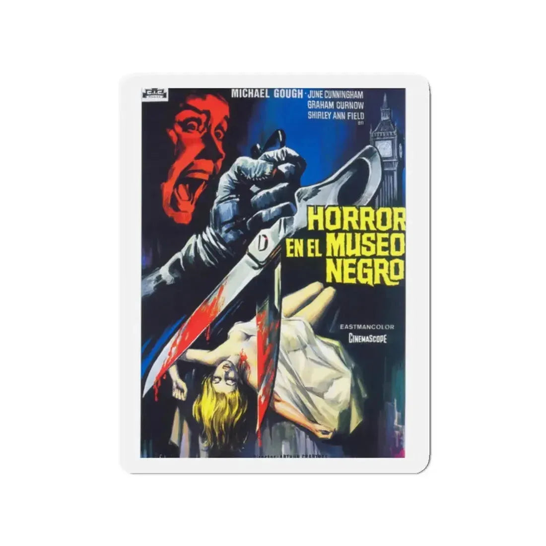 HORRORS OF THE BLACK MUSEUM (SPANISH) 1959 Movie Poster - Refrigerator Magnet 2 Inch - The Sticker Space