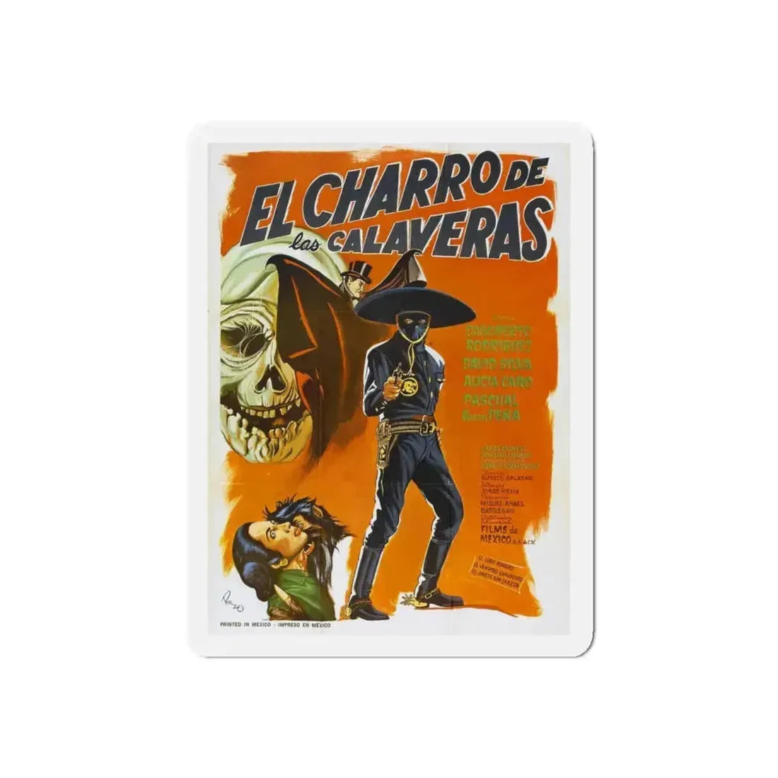 HORSEMAN OF THE SKULLS 1965 Movie Poster - Refrigerator Magnet 4 Inch Die-Cut - The Sticker Space