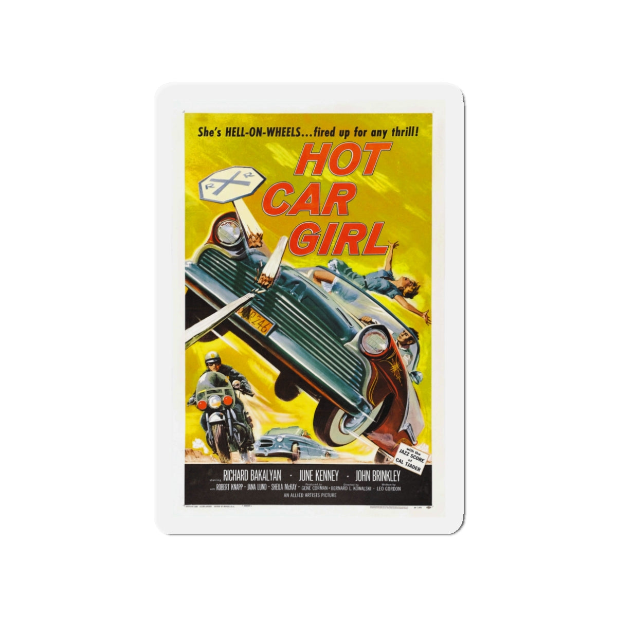 HOT CAR GIRL 1958 Movie Poster - Die-Cut Magnet-3" x 3"-The Sticker Space