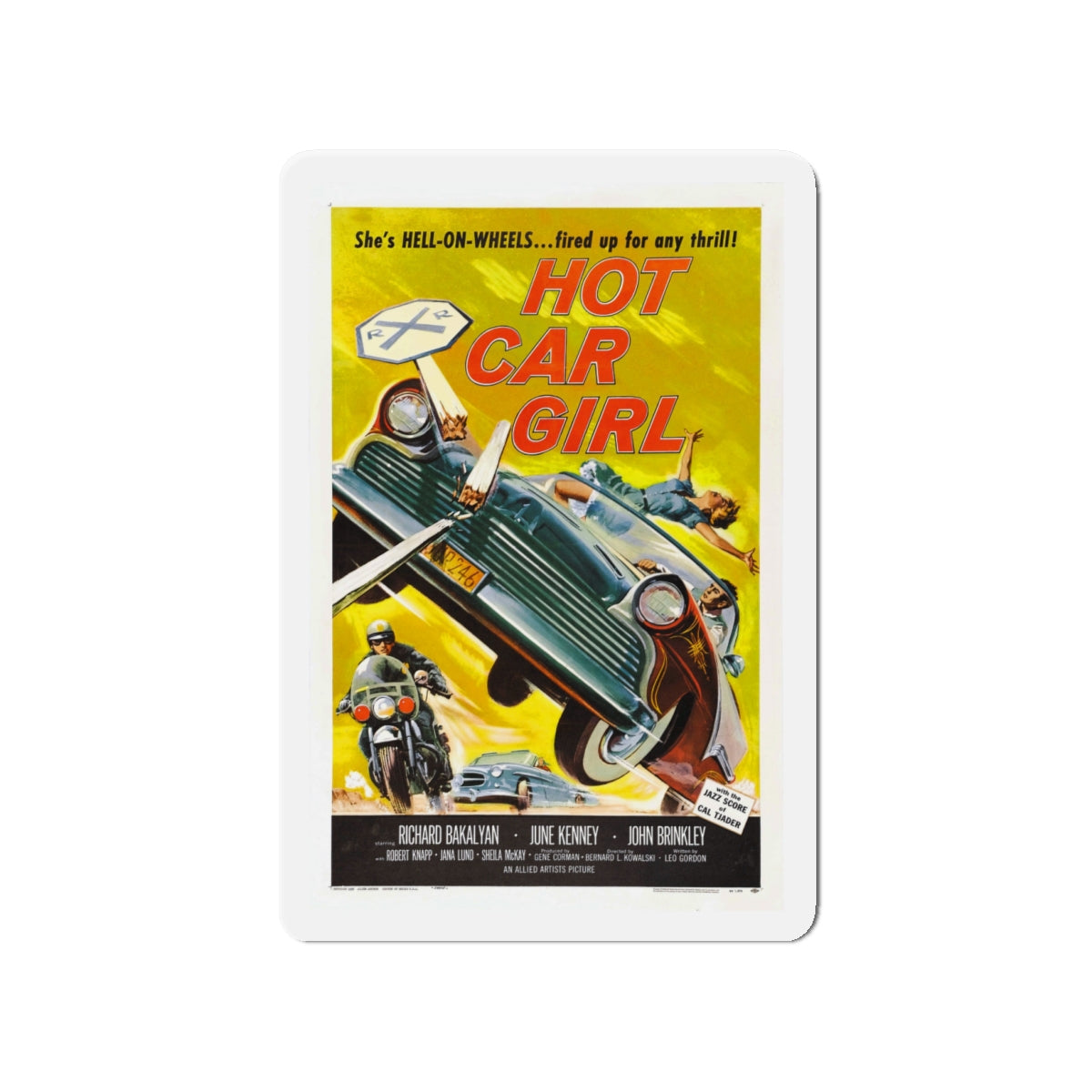 HOT CAR GIRL 1958 Movie Poster - Die-Cut Magnet-4" x 4"-The Sticker Space