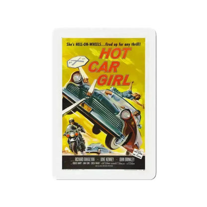 HOT CAR GIRL 1958 Movie Poster - Refrigerator Magnet 2 Inch Die-Cut - The Sticker Space