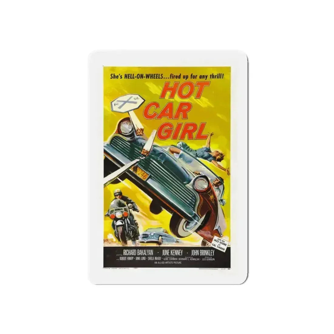 HOT CAR GIRL 1958 Movie Poster - Refrigerator Magnet 3 Inch Die-Cut - The Sticker Space