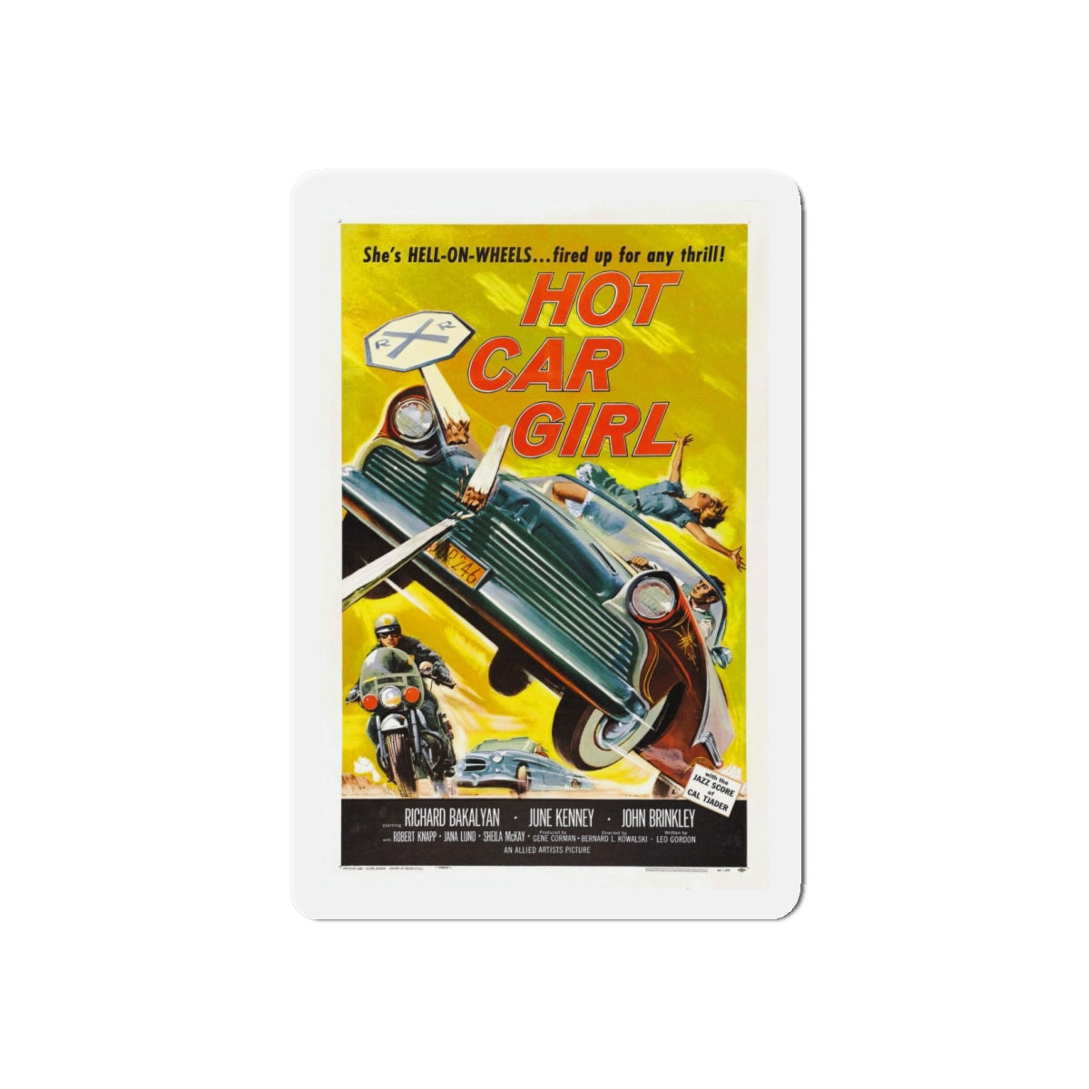 HOT CAR GIRL 1958 Movie Poster - Refrigerator Magnet-4" x 4"-The Sticker Space