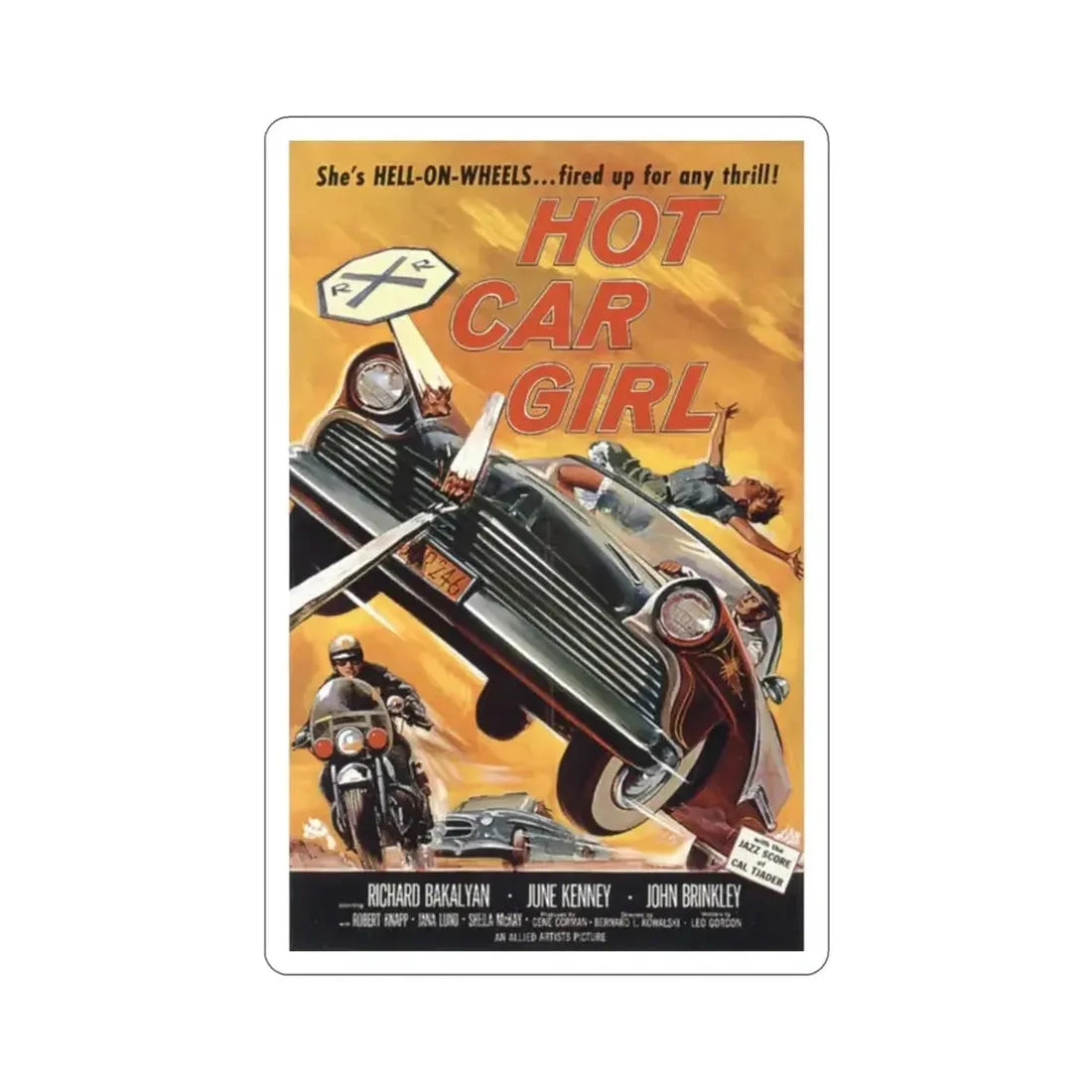 Hot Car Girl 1958 Movie Poster STICKER Vinyl Die-Cut Decal - The Sticker Space