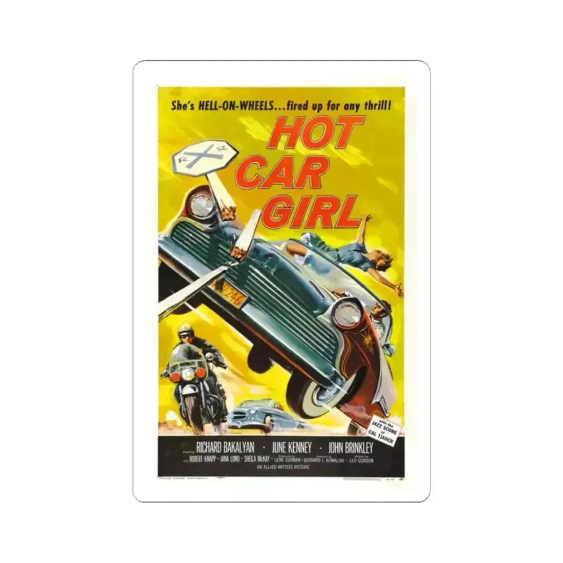 HOT CAR GIRL 1958 Movie Poster - STICKER Vinyl Kiss-Cut Decal 2 Inch White - The Sticker Space