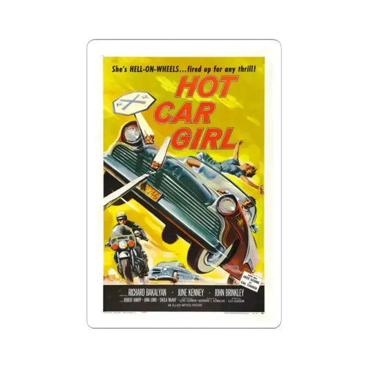 HOT CAR GIRL 1958 Movie Poster - STICKER Vinyl Kiss-Cut Decal 2 Inch White - The Sticker Space