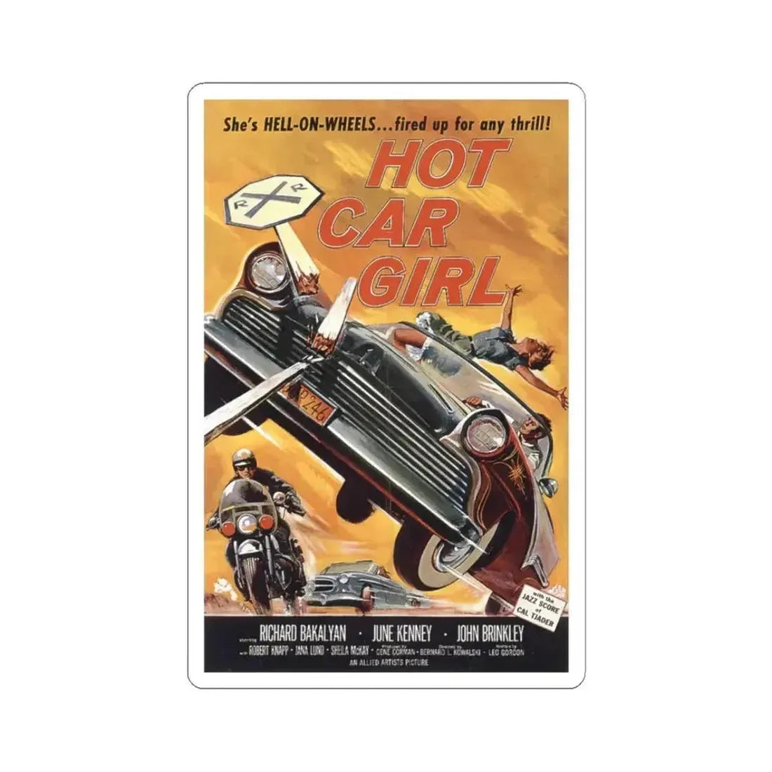 Hot Car Girl 1958 Movie Poster - STICKER Vinyl Kiss-Cut Decal 3 Inch White - The Sticker Space