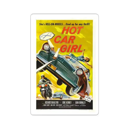 HOT CAR GIRL 1958 Movie Poster - STICKER Vinyl Kiss-Cut Decal 3 Inch White - The Sticker Space