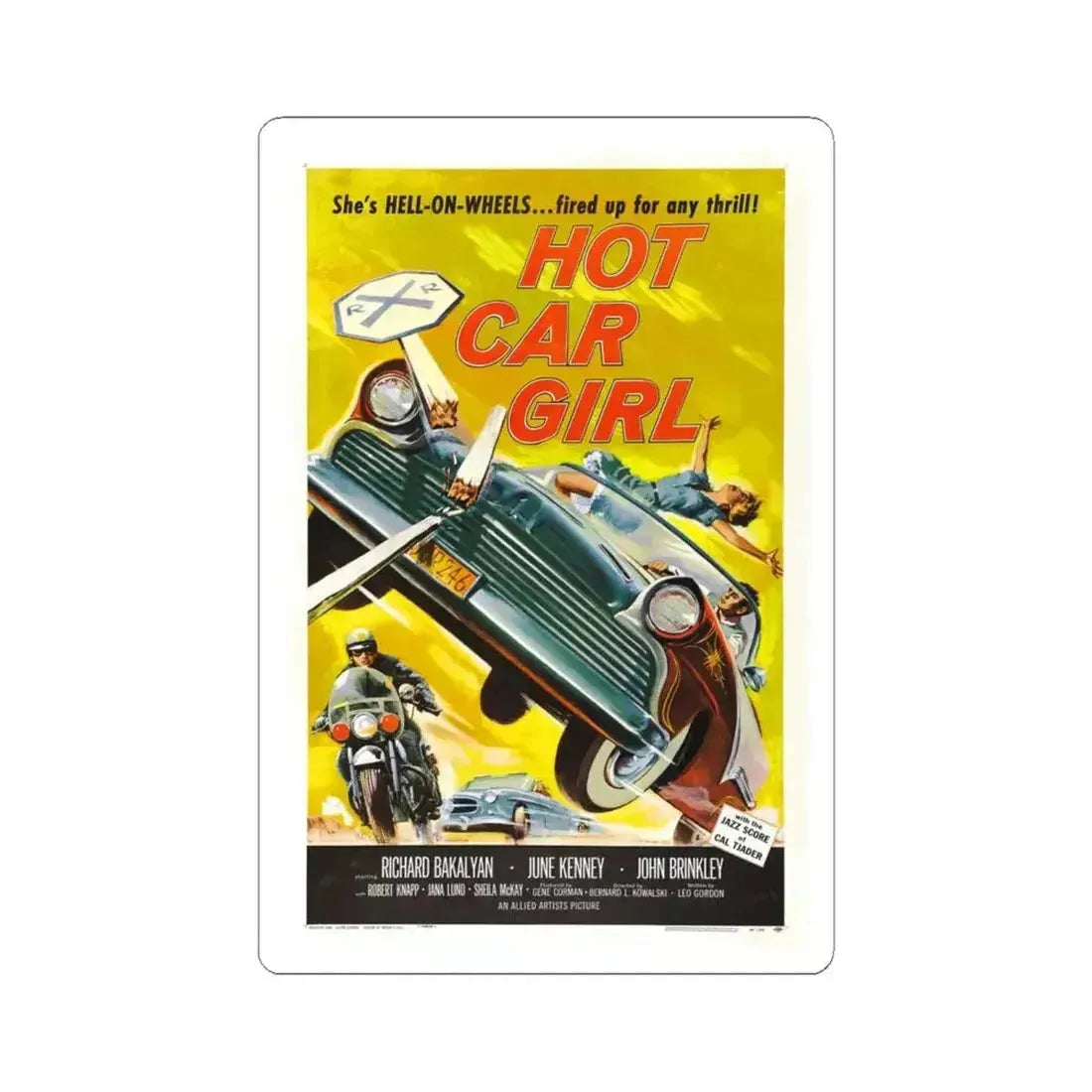 HOT CAR GIRL 1958 Movie Poster - STICKER Vinyl Kiss-Cut Decal - The Sticker Space