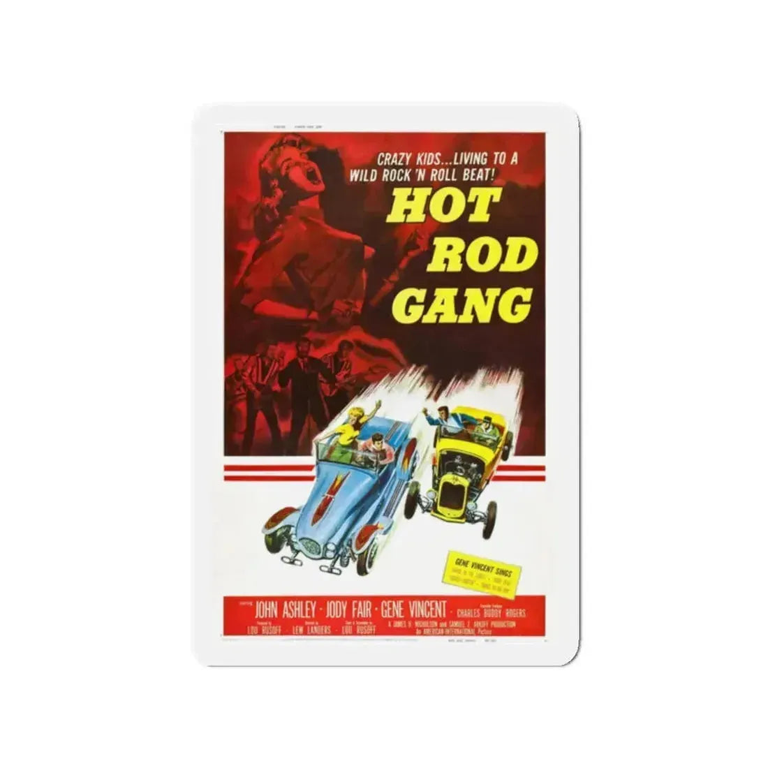 HOT ROD GANG 1958 Movie Poster - Refrigerator Magnet 2 Inch Die-Cut - The Sticker Space