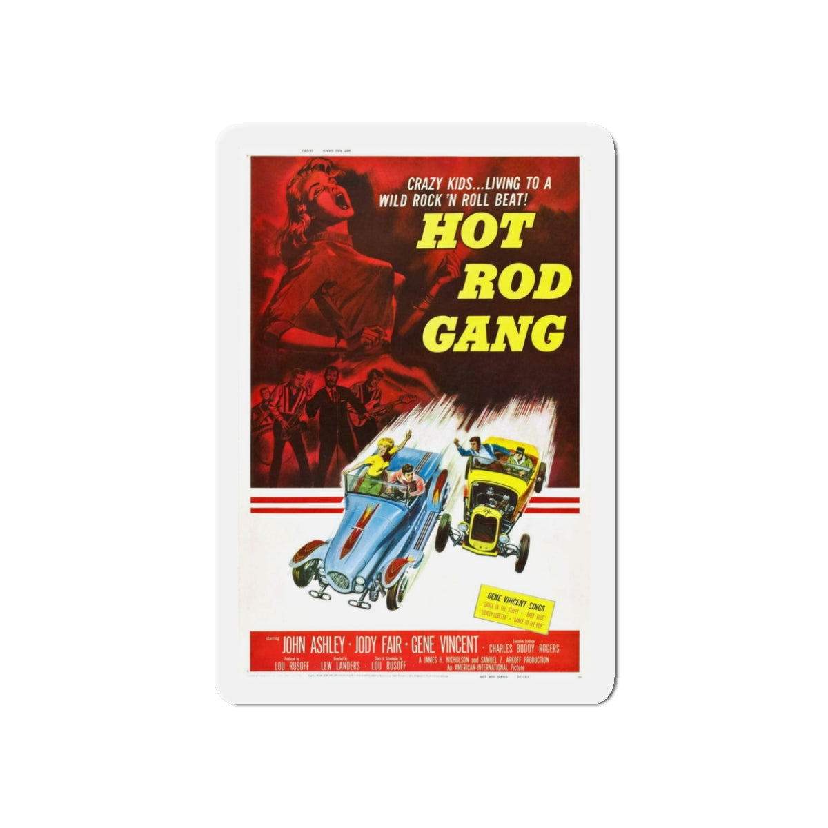 HOT ROD GANG 1958 Movie Poster - Refrigerator Magnet-3" x 3"-The Sticker Space