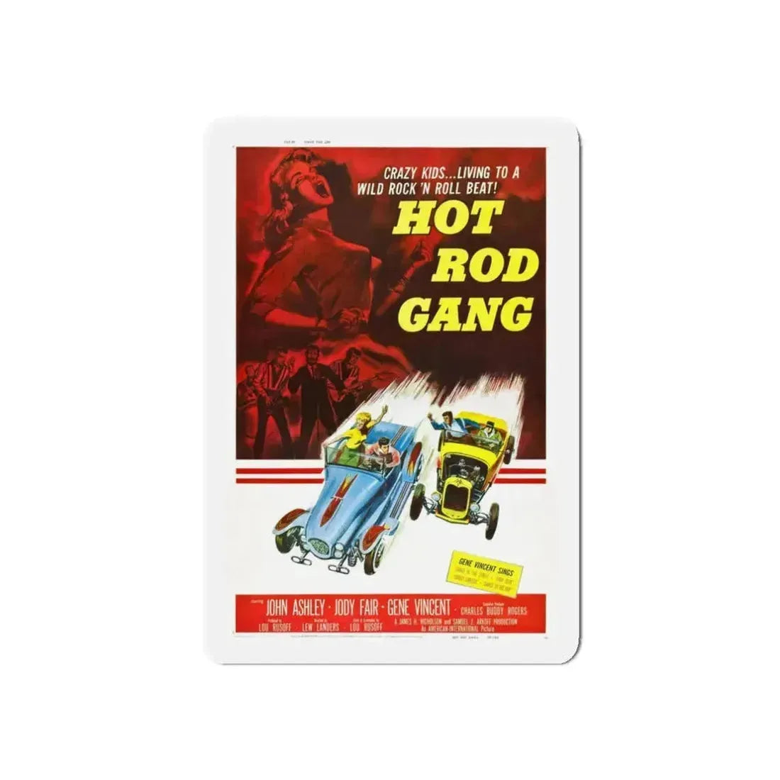 HOT ROD GANG 1958 Movie Poster - Refrigerator Magnet 3 Inch Die-Cut - The Sticker Space