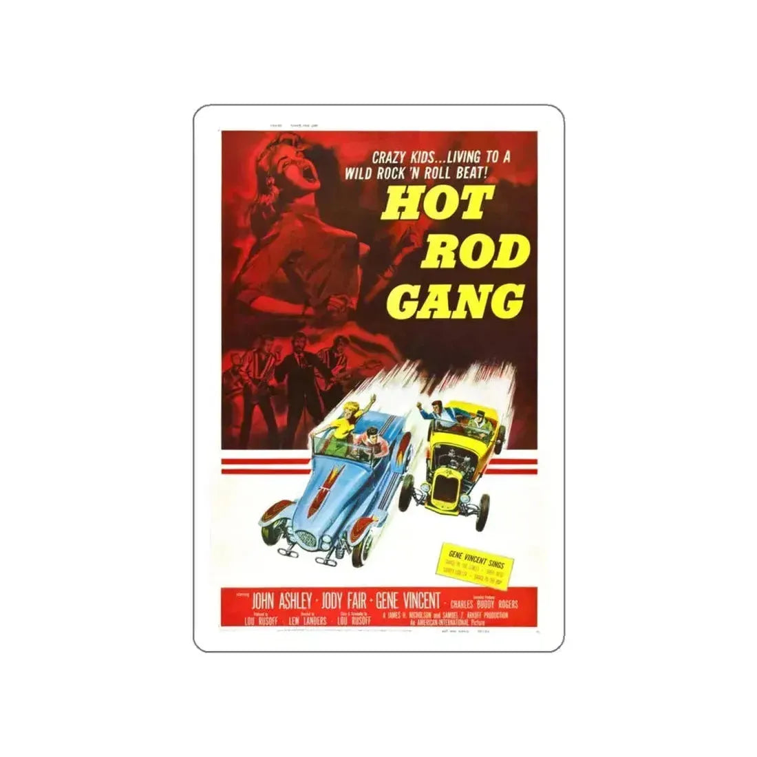 HOT ROD GANG 1958 Movie Poster STICKER Vinyl Die-Cut Decal 6 Inch - The Sticker Space
