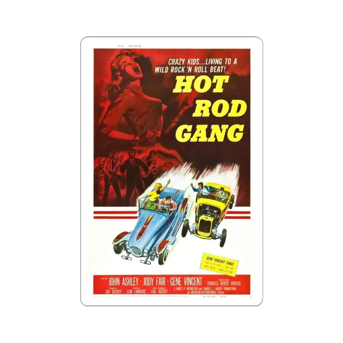 HOT ROD GANG 1958 Movie Poster - STICKER Vinyl Kiss-Cut Decal 6 Inch White - The Sticker Space
