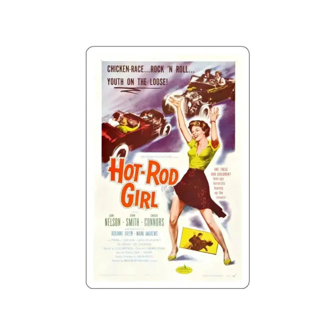 HOT ROD GIRL 1956 Movie Poster STICKER Vinyl Die-Cut Decal 6 Inch - The Sticker Space
