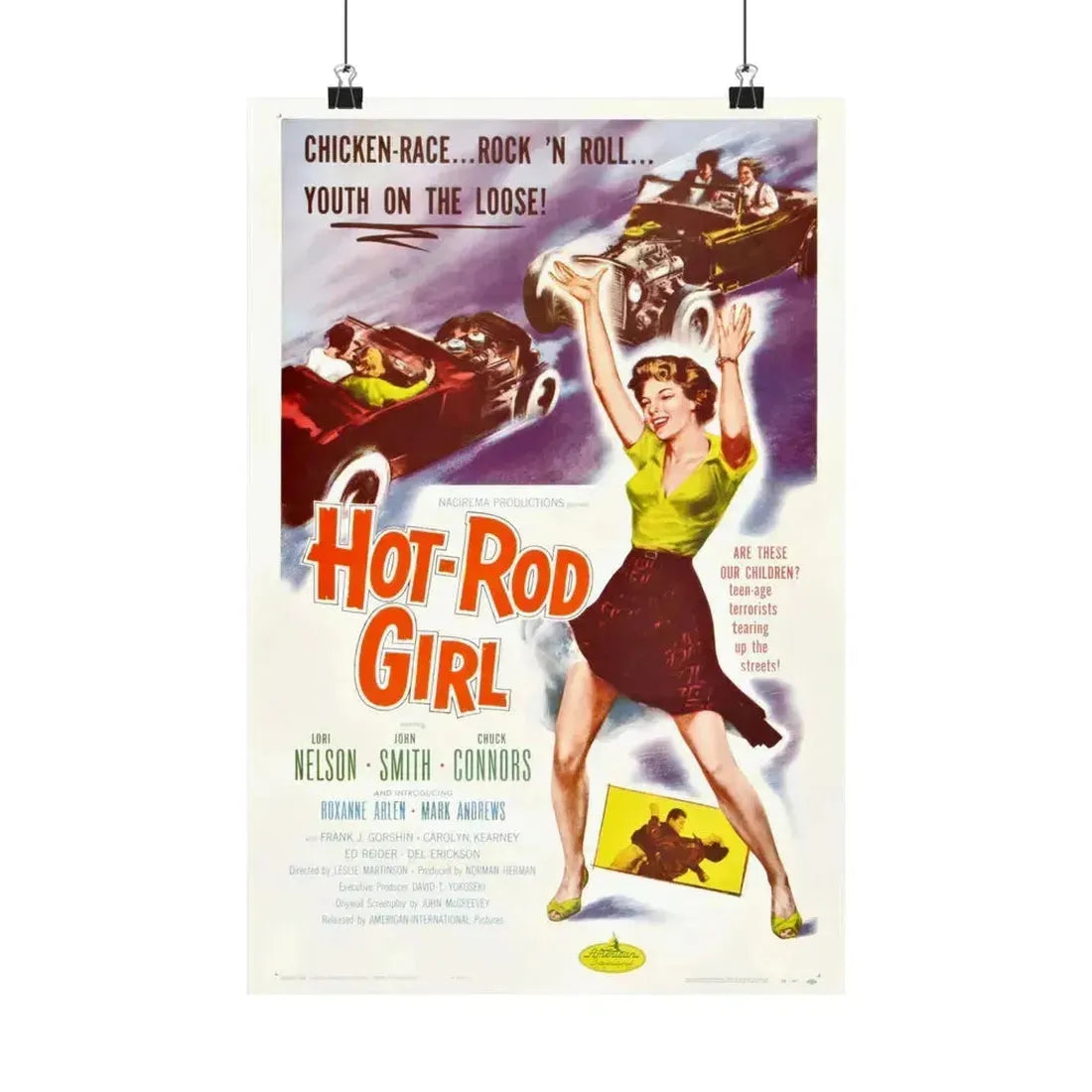 HOT ROD GIRL 1956 - Paper Movie Poster 12″ x 18″ Matte - The Sticker Space