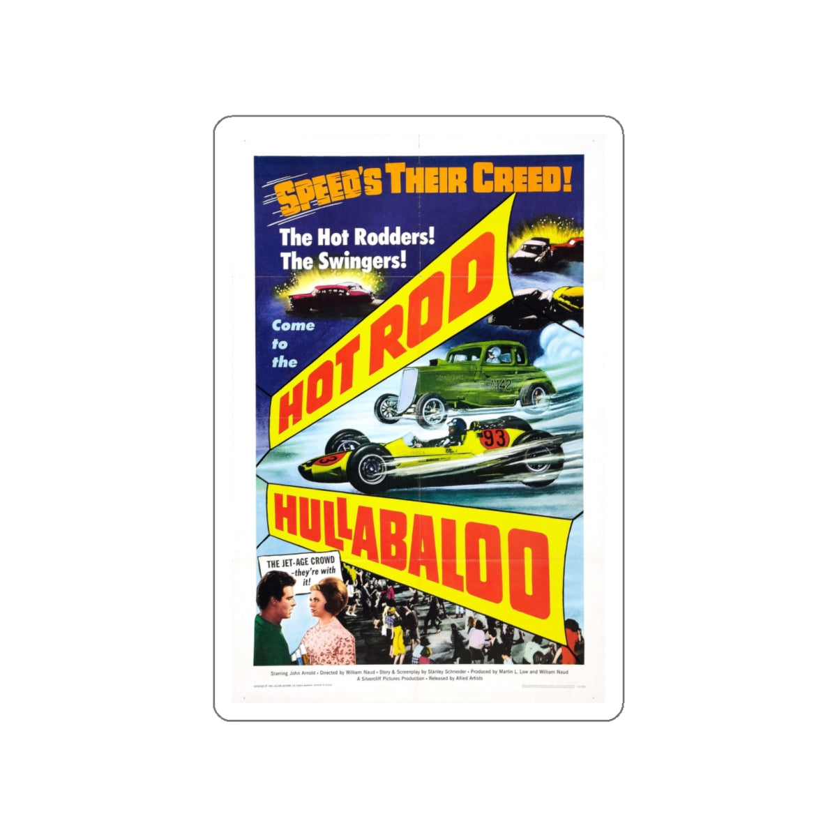 HOT ROD HULLABALOO 1966 Movie Poster STICKER Vinyl Die-Cut Decal-4 Inch-The Sticker Space