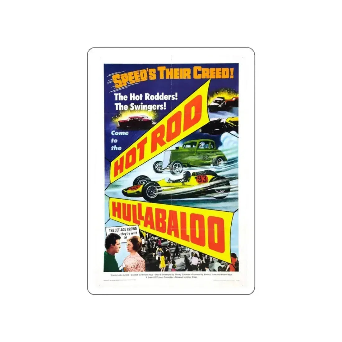 HOT ROD HULLABALOO 1966 Movie Poster STICKER Vinyl Die-Cut Decal 4 Inch - The Sticker Space