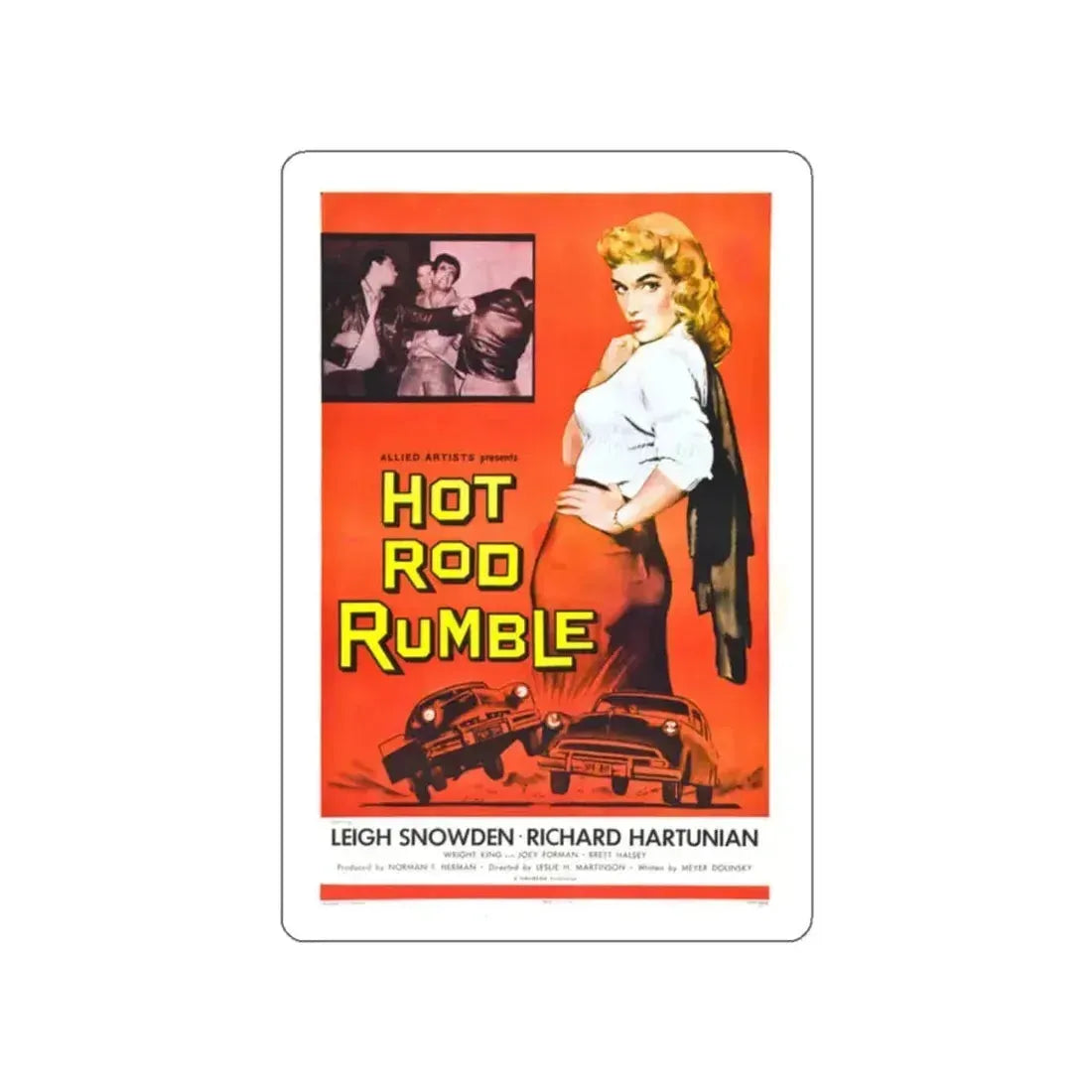 HOT ROD RUMBLE 1957 Movie Poster STICKER Vinyl Die-Cut Decal 2 Inch - The Sticker Space