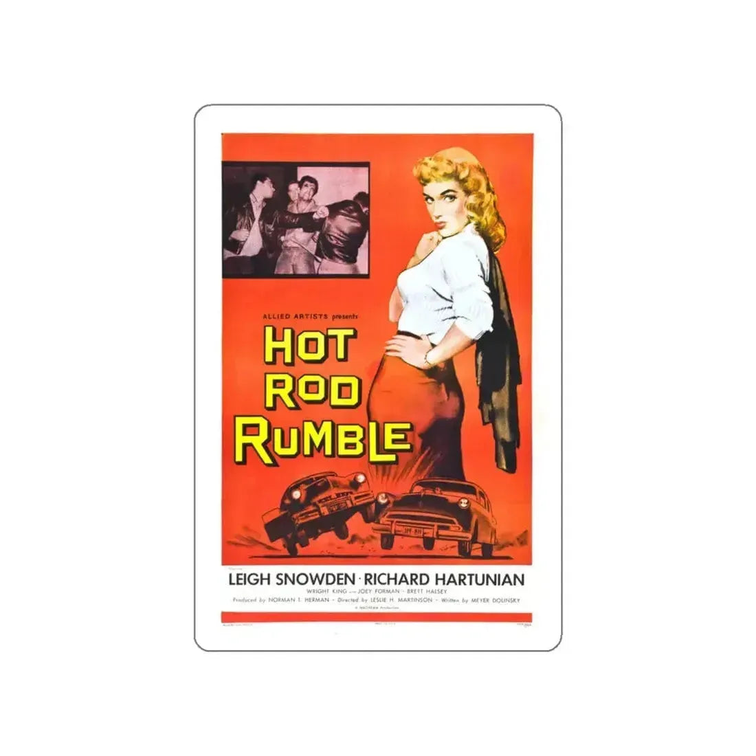 HOT ROD RUMBLE 1957 Movie Poster STICKER Vinyl Die-Cut Decal 5 Inch - The Sticker Space