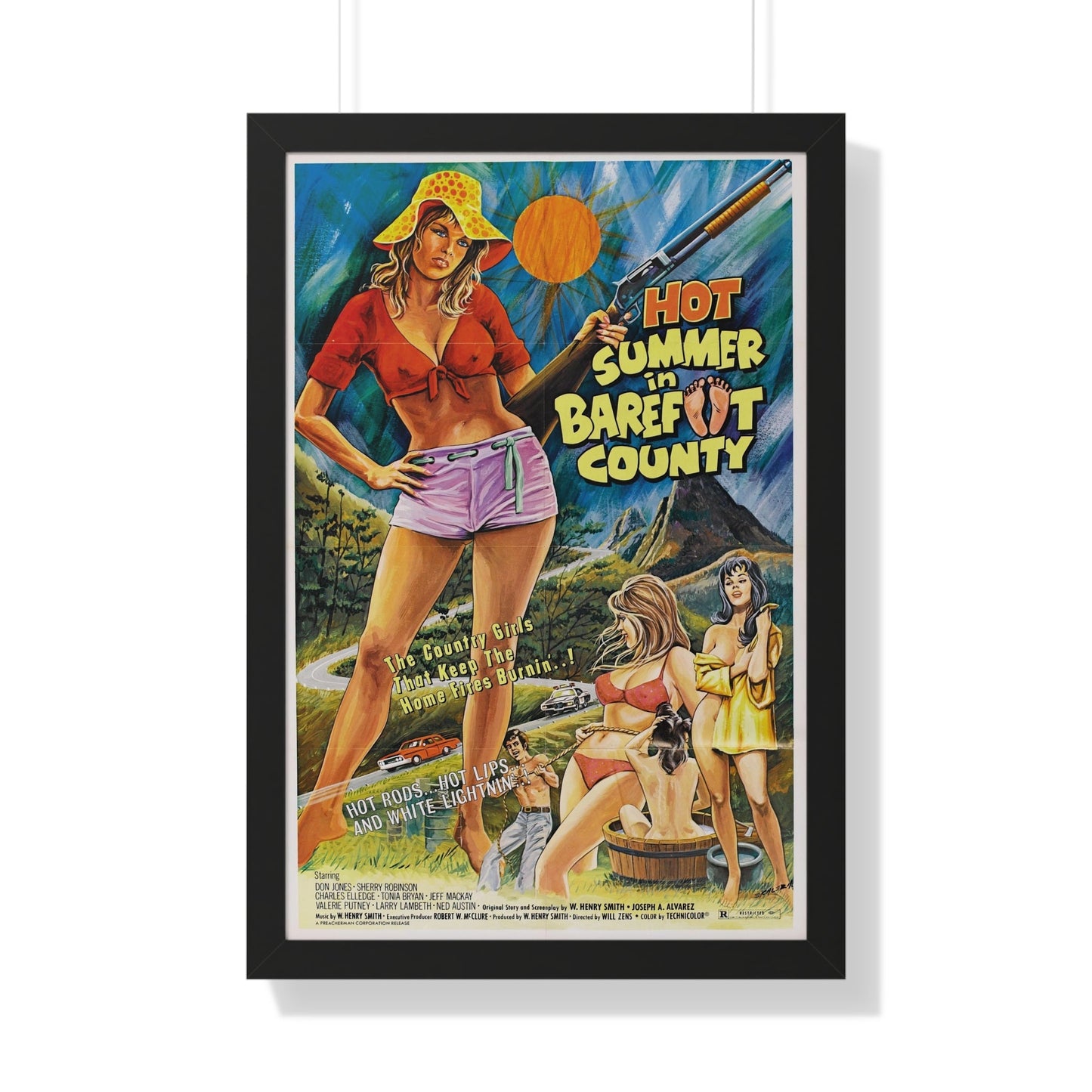 HOT SUMMER IN BAREFOOT COUNTY 1974 - Framed Movie Poster-20" x 30"-The Sticker Space