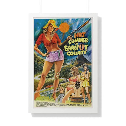 HOT SUMMER IN BAREFOOT COUNTY 1974 - Framed Movie Poster 20" x 30" White - The Sticker Space