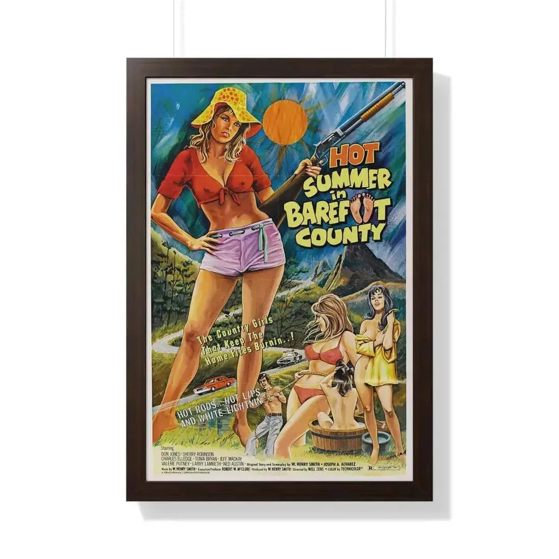HOT SUMMER IN BAREFOOT COUNTY 1974 - Framed Movie Poster - The Sticker Space